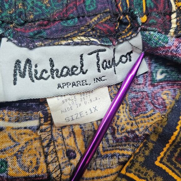 Vintage Michael Taylor Paisley Skirt Women 1X Purple 80s Preppy Cottage Academia - Picture 8 of 9